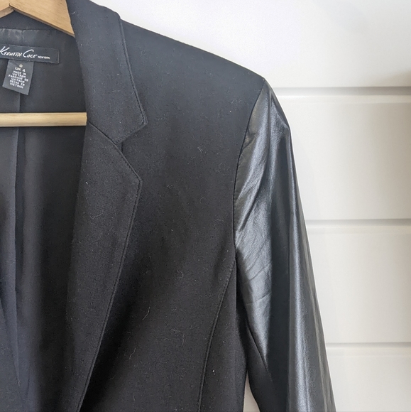 Kenneth Cole Jersey & Faux Leather Blazer - Picture 2 of 10